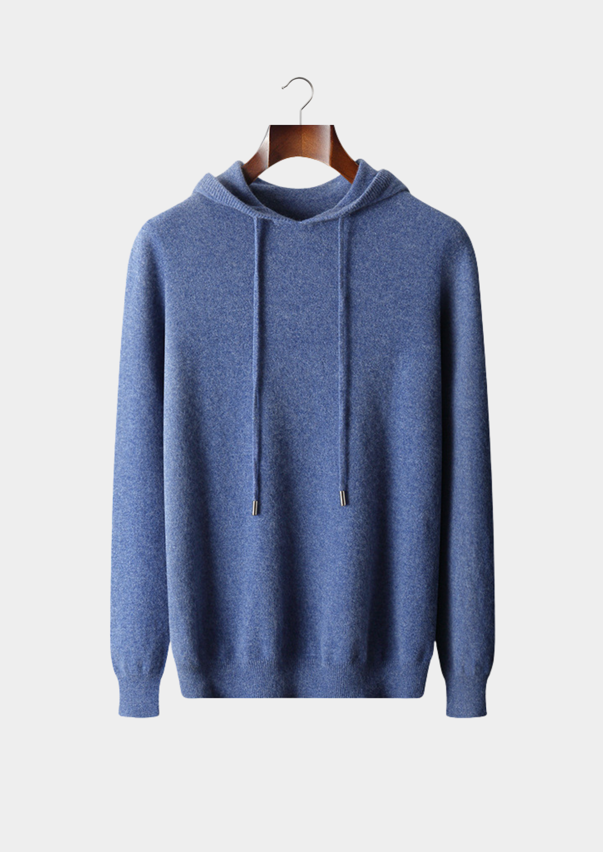 Pure Extra-Fine Merino Wool Sea Blue Leisure Hoodie | Roccella
