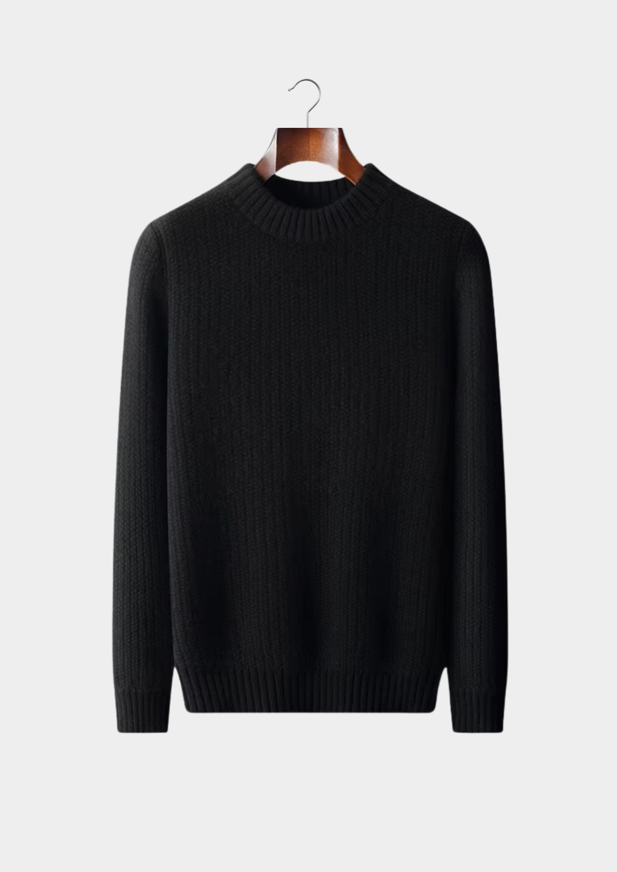 Pure Cashmere Black Heavyweight Crewneck | Roccella