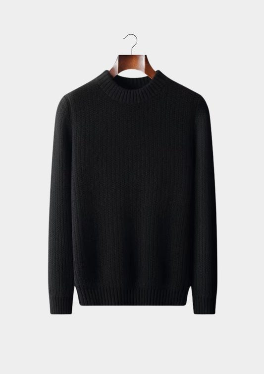 Pure Cashmere Black Heavyweight Crewneck | Roccella