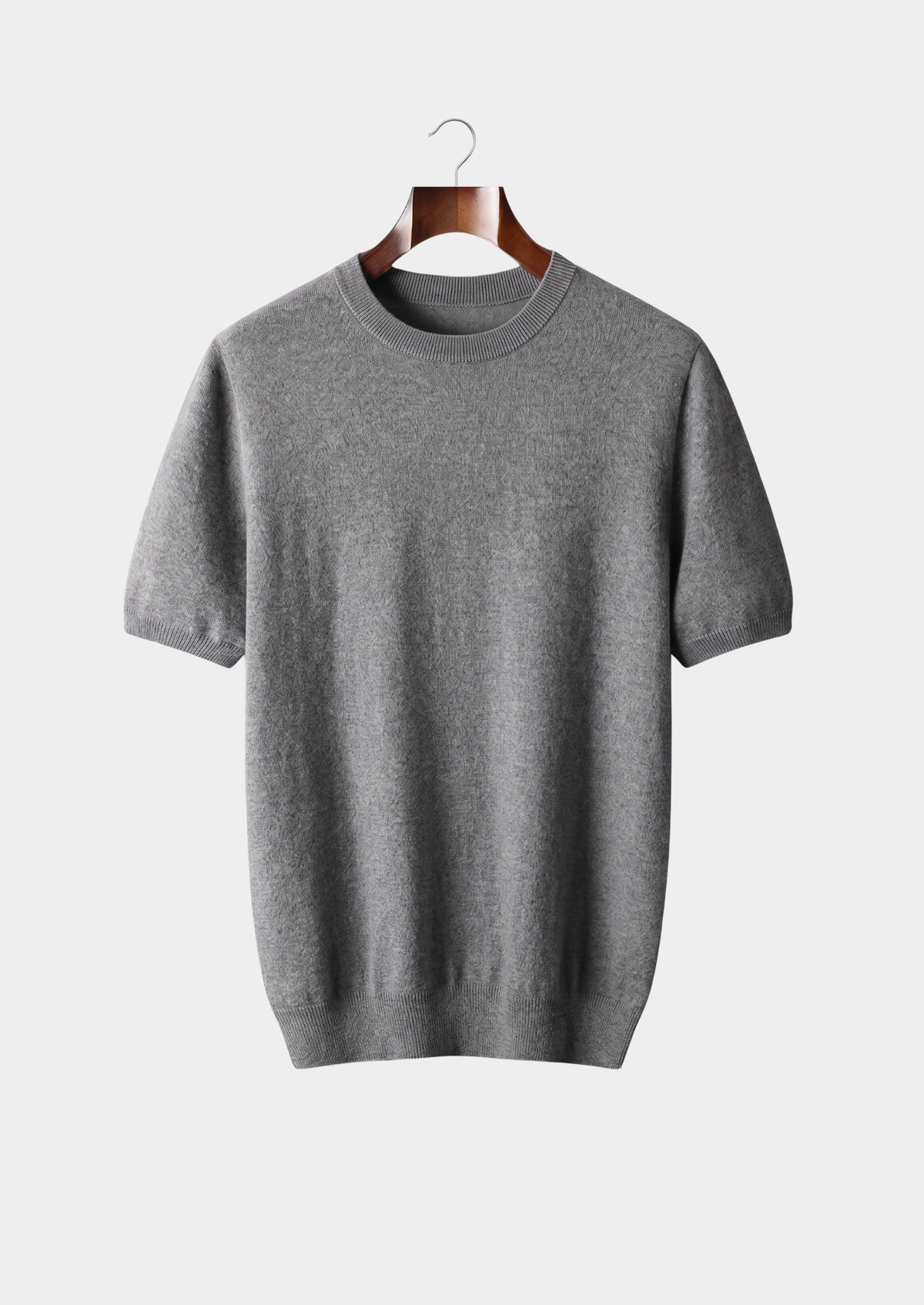 Premium Cashmere Classic Crewneck T-Shirt - Dark Gray | Roccella
