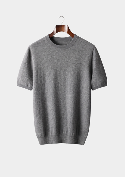 Premium Cashmere Classic Crewneck T-Shirt - Dark Gray | Roccella