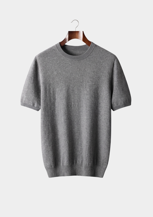 Premium Cashmere Classic Crewneck T-Shirt - Dark Gray | Roccella