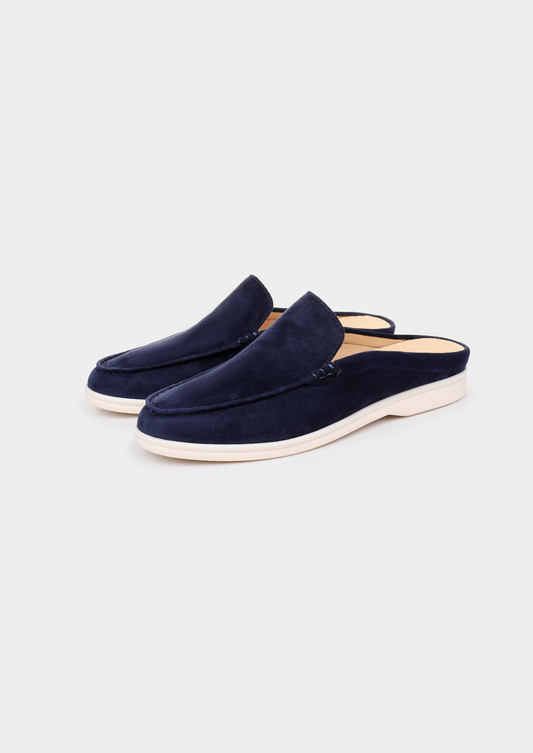 Navy Blue Marina Suede Slipper | Roccella