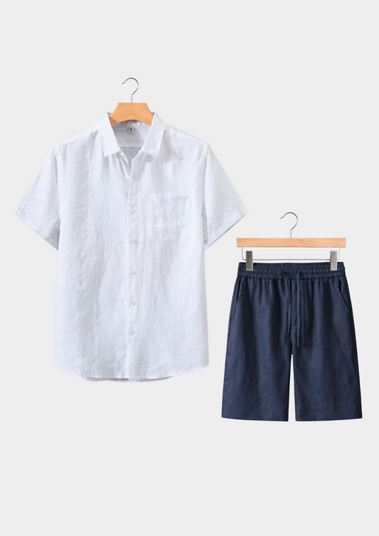 Dolcevita Shortsleeve Summer Set - White/navy | Roccella