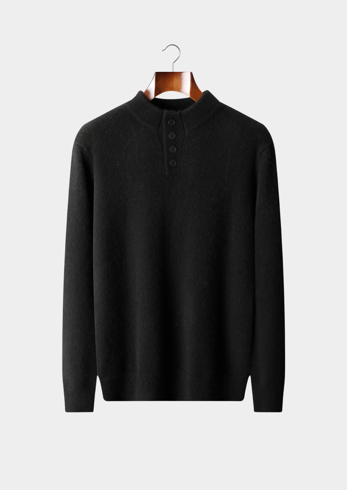 Pure Cashmere Black Button Sweater | Roccella
