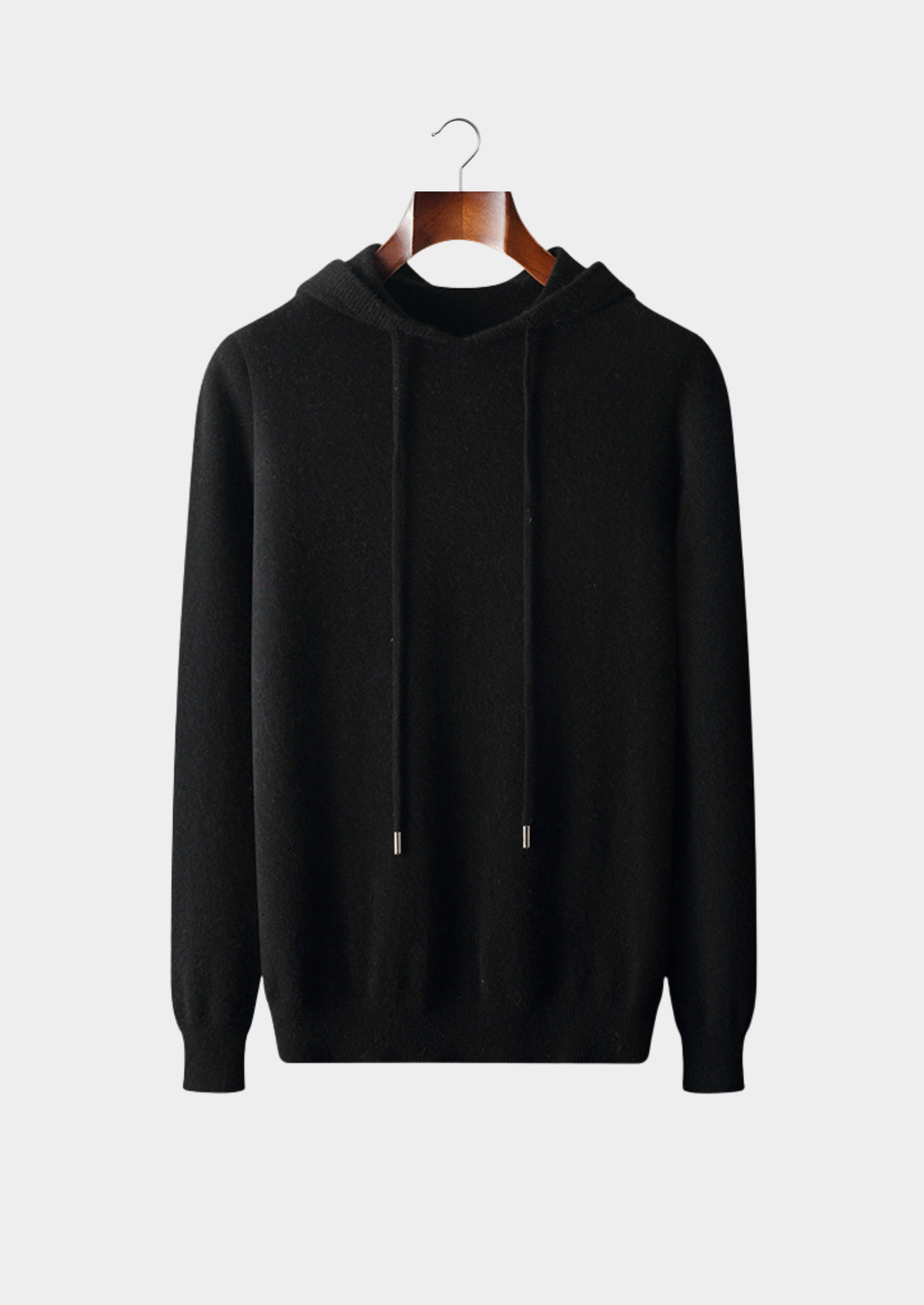 Pure Extra-Fine Merino Wool Black Leisure Hoodie | Roccella