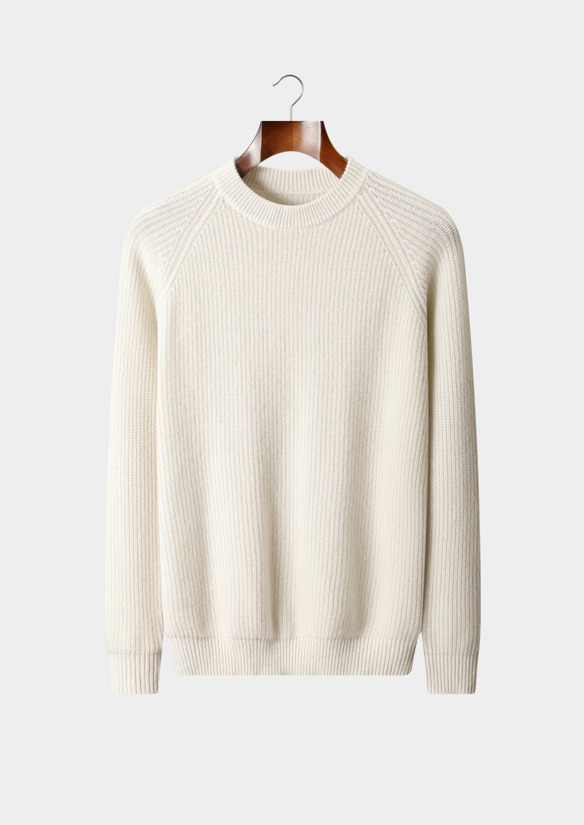 Pure Extra-Fine Merino Wool Ribbed Raglan Crewneck | Roccella