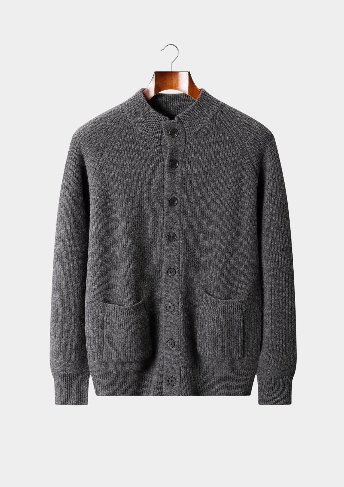 Pure Cashmere Dark Gray Button Overshirt | Roccella