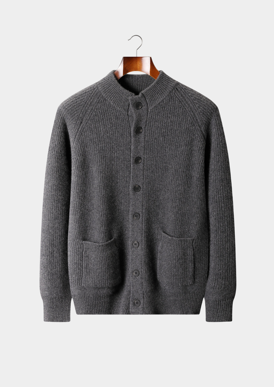 Pure Cashmere Dark Gray Button Overshirt | Roccella