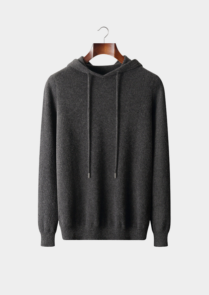 Pure Extra-Fine Merino Wool Dark Gray Leisure Hoodie | Roccella