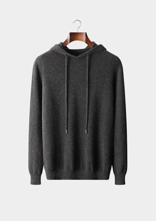 Pure Extra-Fine Merino Wool Dark Gray Leisure Hoodie | Roccella
