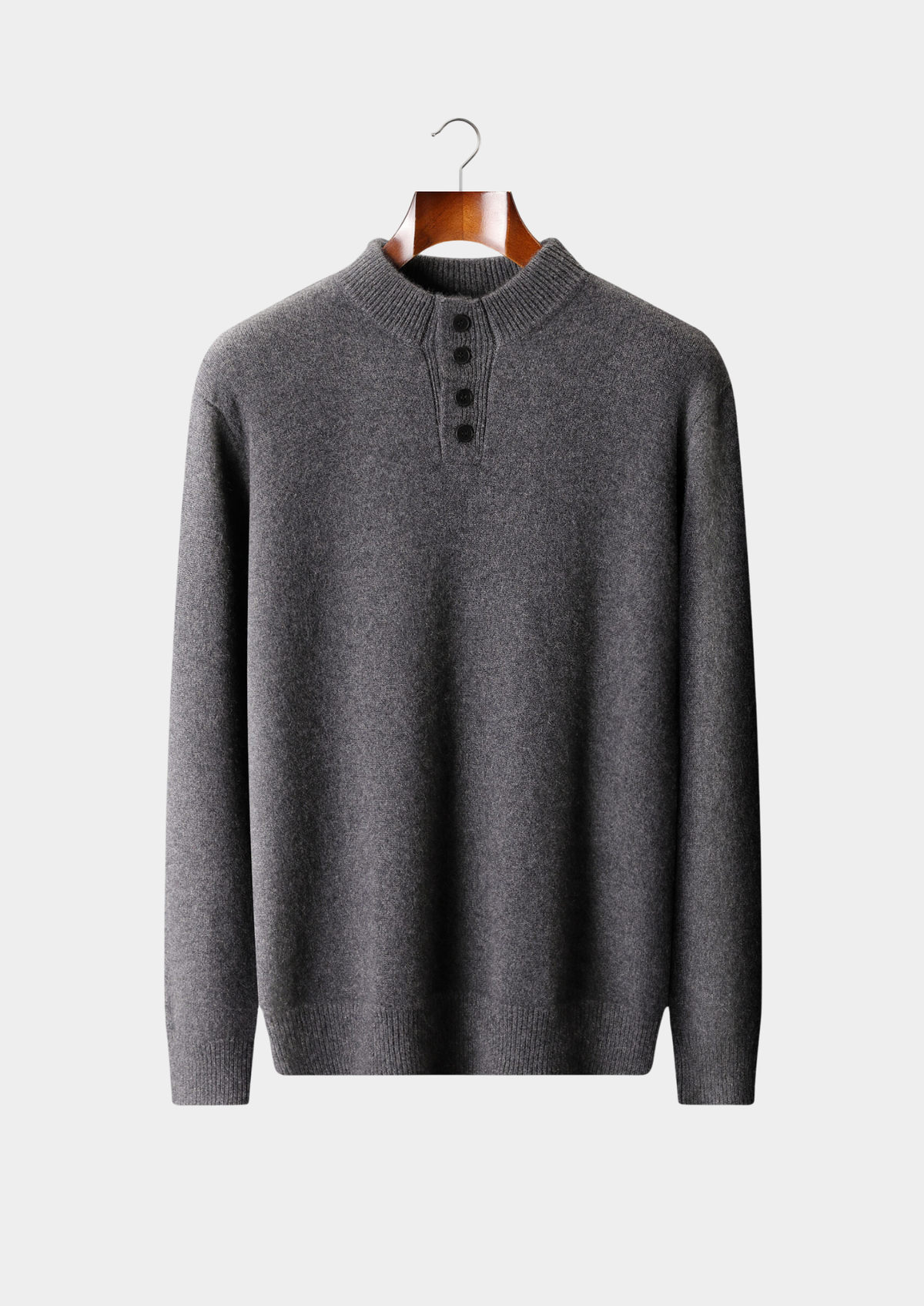 Pure Cashmere Dark Gray Button Sweater | Roccella
