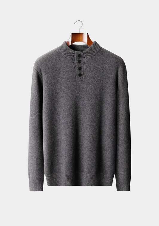 Pure Cashmere Dark Gray Button Sweater | Roccella