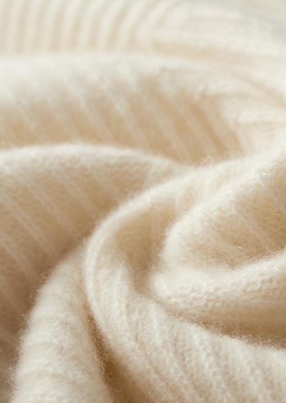 Pure Cashmere Ivory Herringbone Crewneck | Roccella
