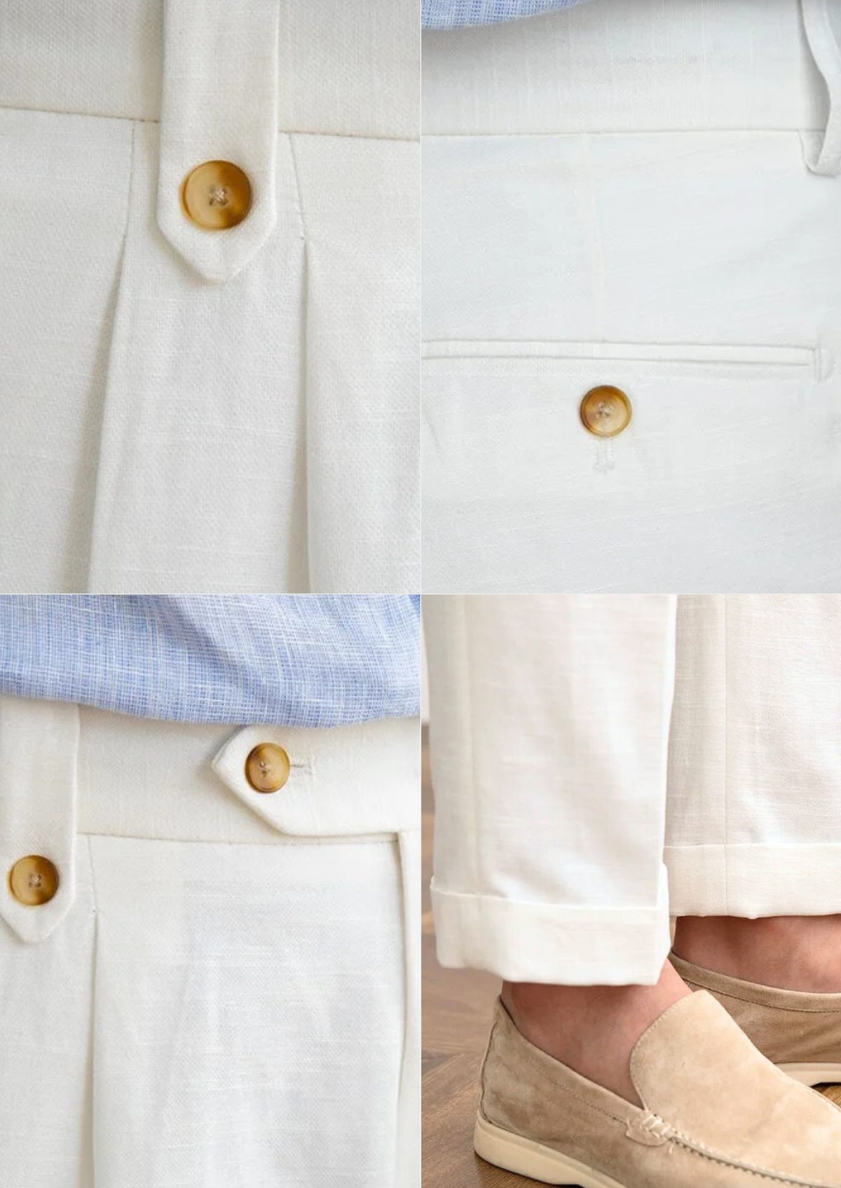 Cagliari Pleated Coastal Trousers - White | Roccella