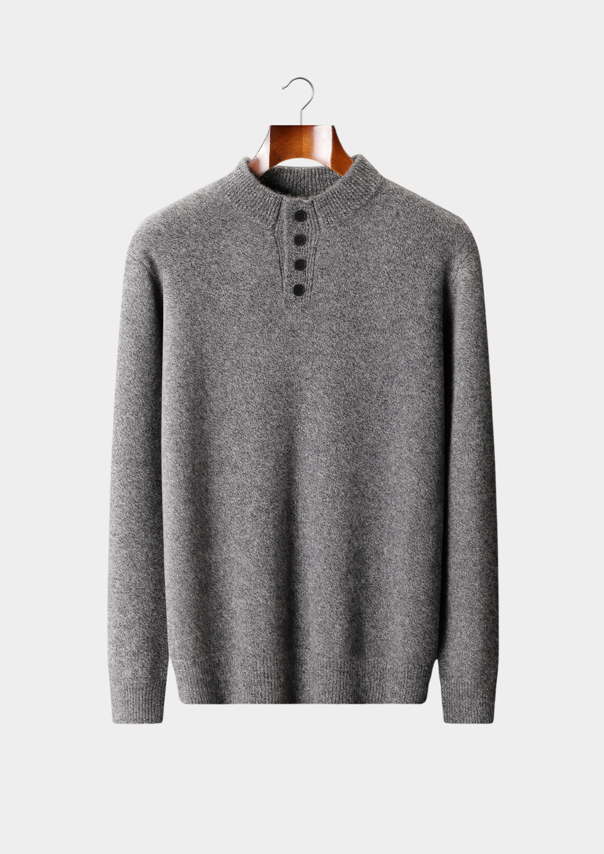 Pure Cashmere Light Gray Button Sweater | Roccella