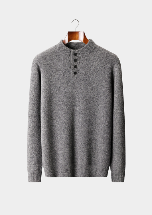 Pure Cashmere Light Gray Button Sweater | Roccella