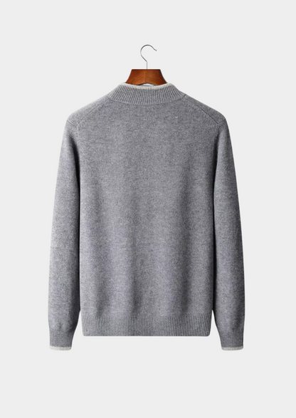 Pure Extra-Fine Merino Wool Two-Tone Zip Cardigan | Roccella
