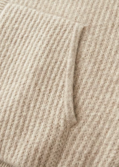 Pure Extra-Fine Merino Wool Ribbed Zipper Hoodie | Roccella