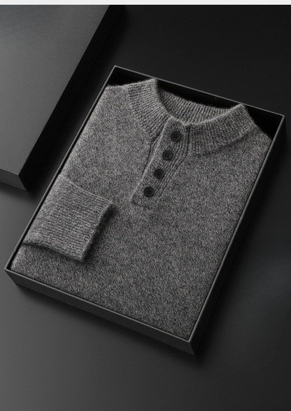Pure Cashmere Light Gray Button Sweater | Roccella