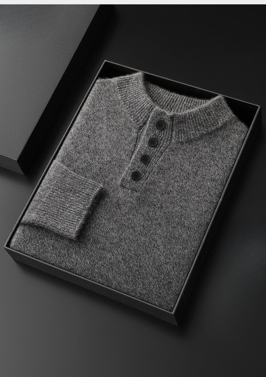 Pure Cashmere Light Gray Button Sweater | Roccella