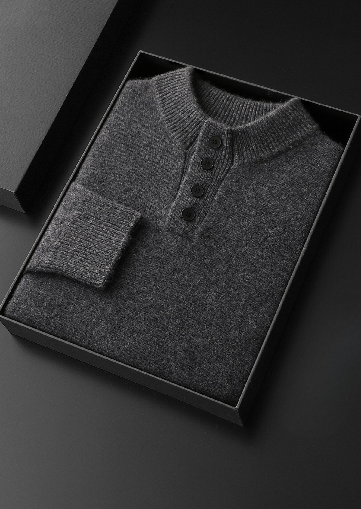 Pure Cashmere Dark Gray Button Sweater | Roccella