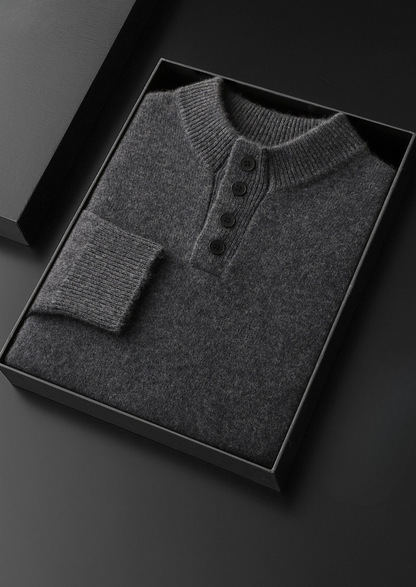 Pure Cashmere Dark Gray Button Sweater | Roccella