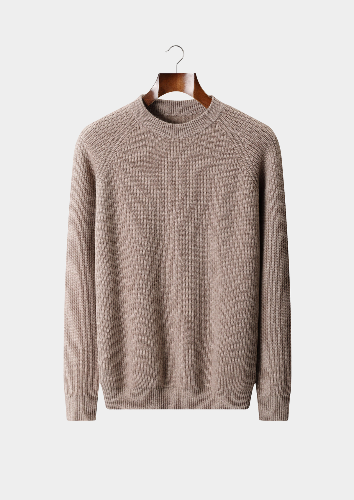 Pure Extra-Fine Merino Wool Ribbed Raglan Crewneck | Roccella