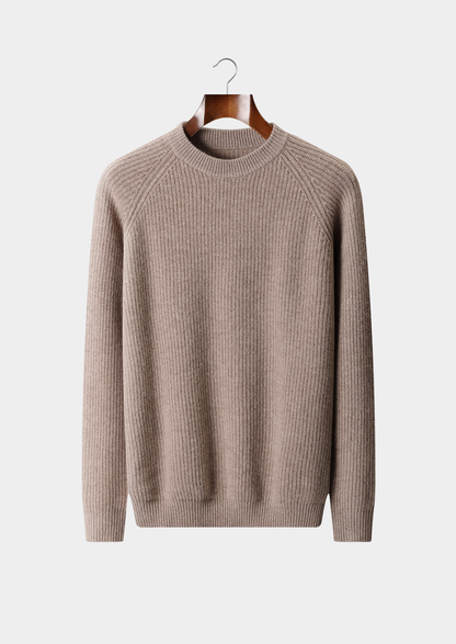 Pure Extra-Fine Merino Wool Ribbed Raglan Crewneck | Roccella