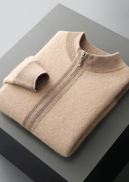 Pure Extra-Fine Merino Wool Sand Herringbone Set | Roccella