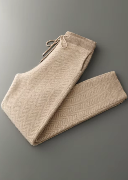 Pure Extra-Fine Merino Wool Sand Herringbone Set | Roccella