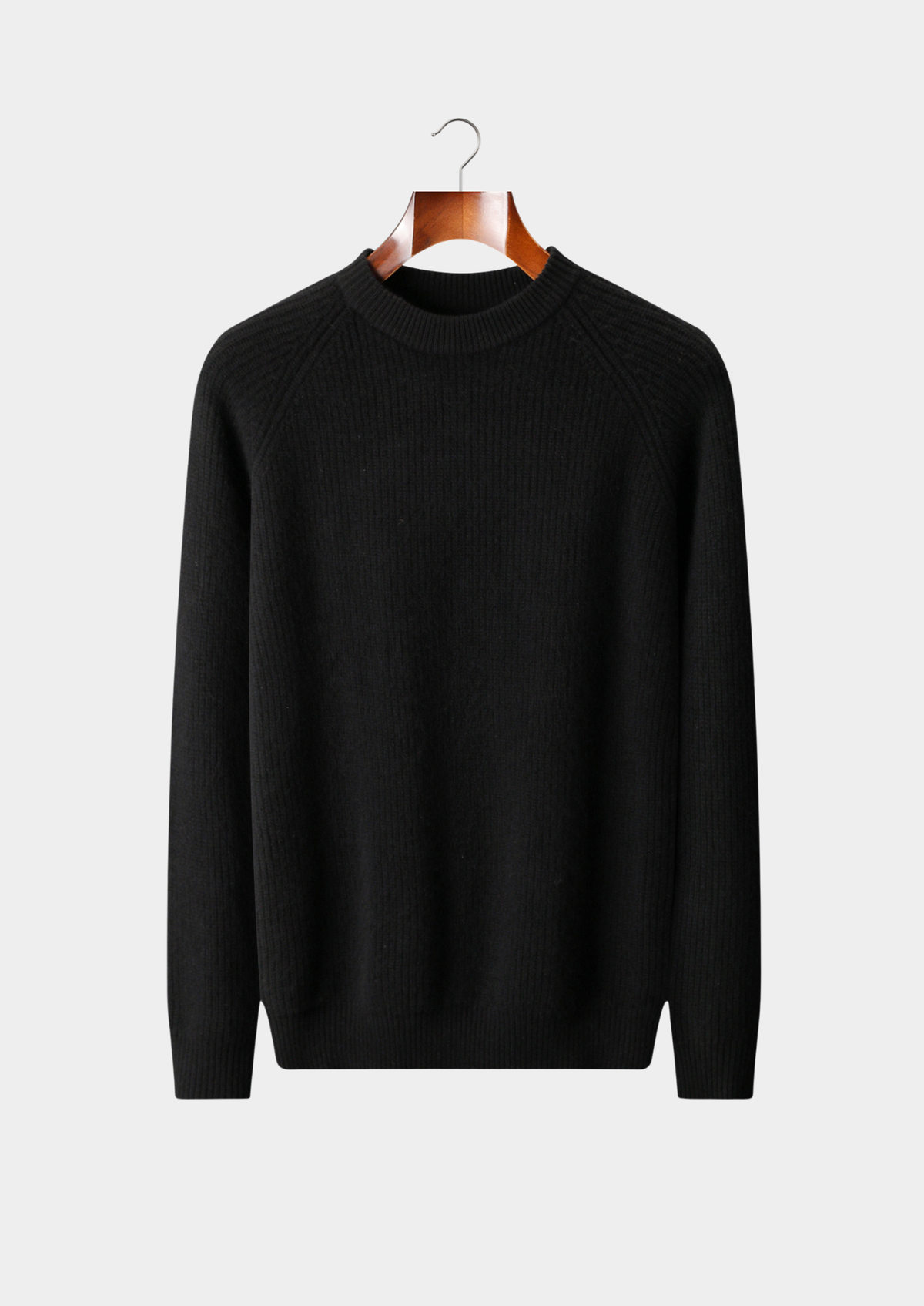 Pure Extra-Fine Merino Wool Ribbed Raglan Crewneck | Roccella
