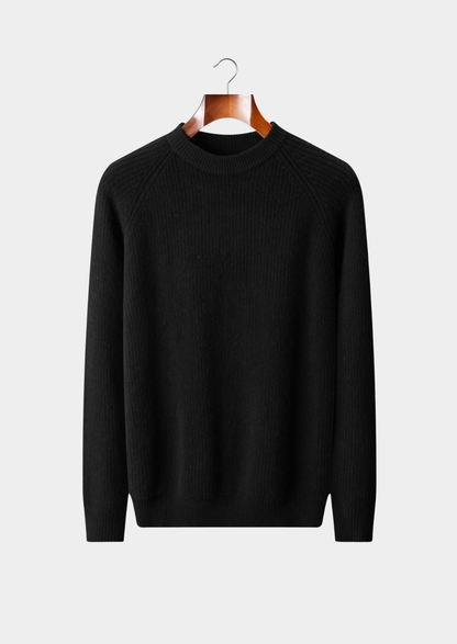 Pure Extra-Fine Merino Wool Ribbed Raglan Crewneck | Roccella