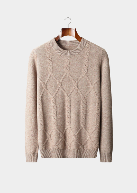 Pure Extra-Fine Merino Wool Cable Crewneck | Roccella