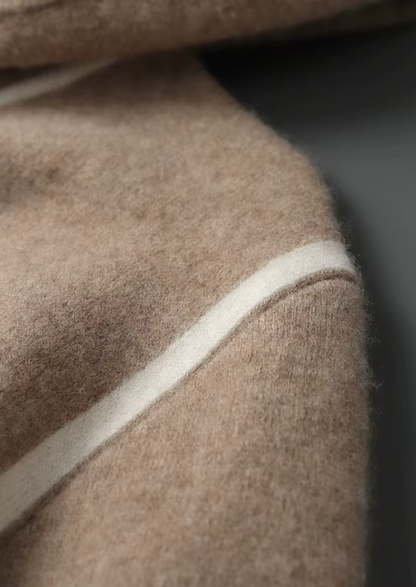 Premium Cashmere Two Tone Zipper Hoodie | Roccella