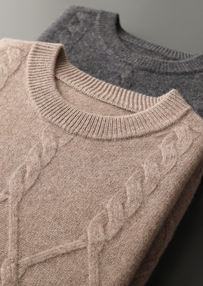 Pure Extra-Fine Merino Wool Cable Crewneck | Roccella