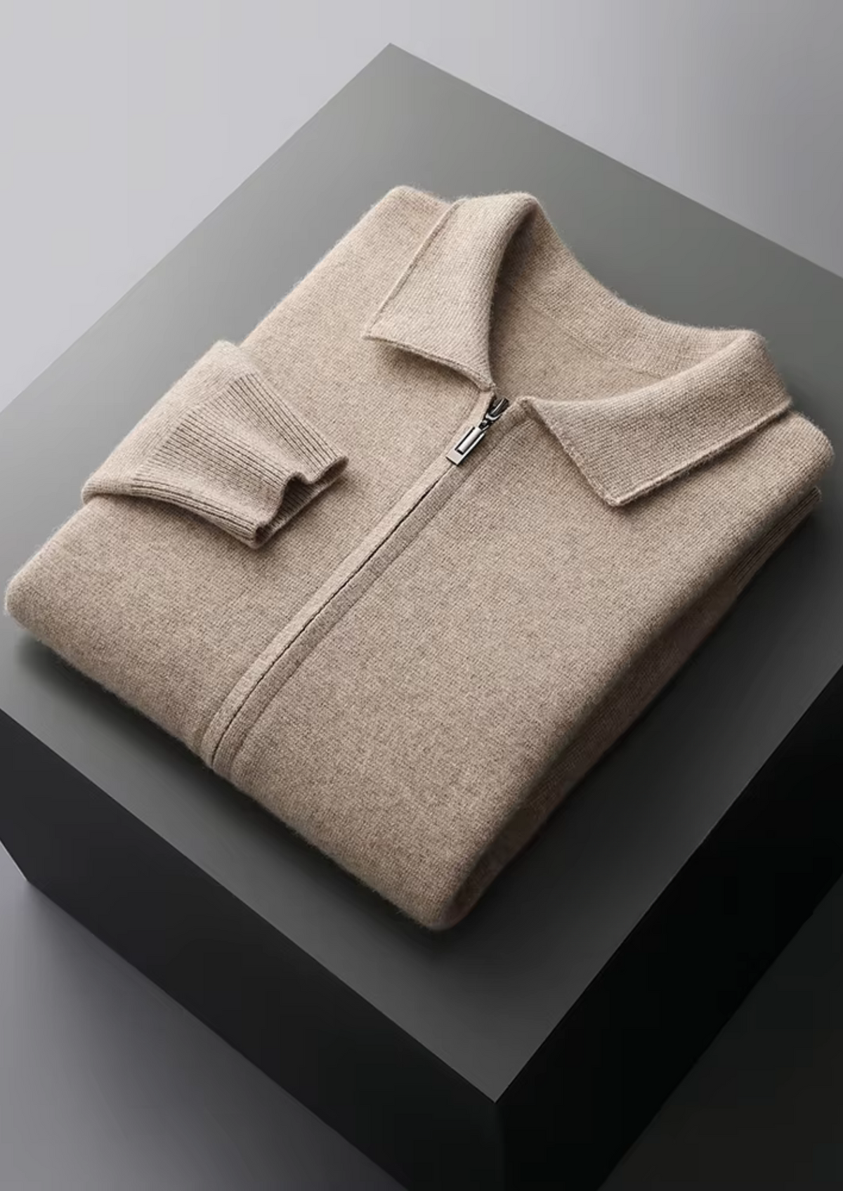 Pure Extra-Fine Merino Wool Zip Polo Cardigan | Roccella