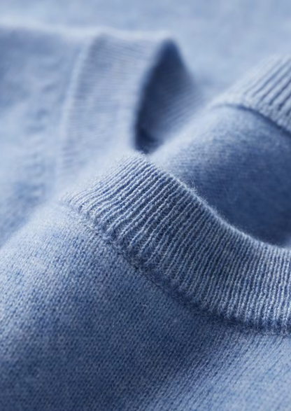 Premium Cashmere Classic Crewneck T-Shirt - Light Blue | Roccella