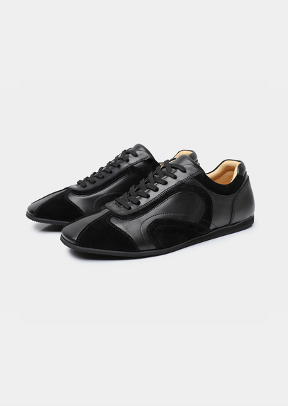 Black Retro Hybrid Suede Leather Runner | Roccella