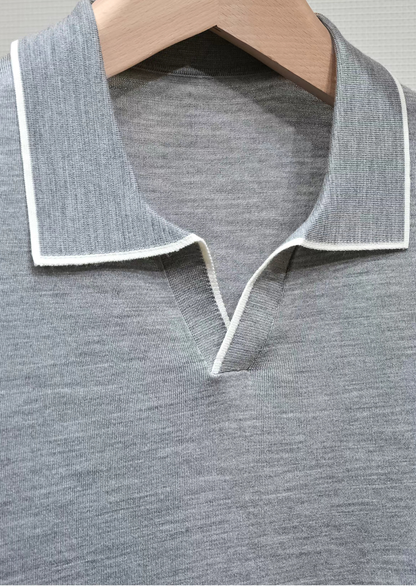 Ellis Light Gray Lightweight Polo Shirt | Roccella