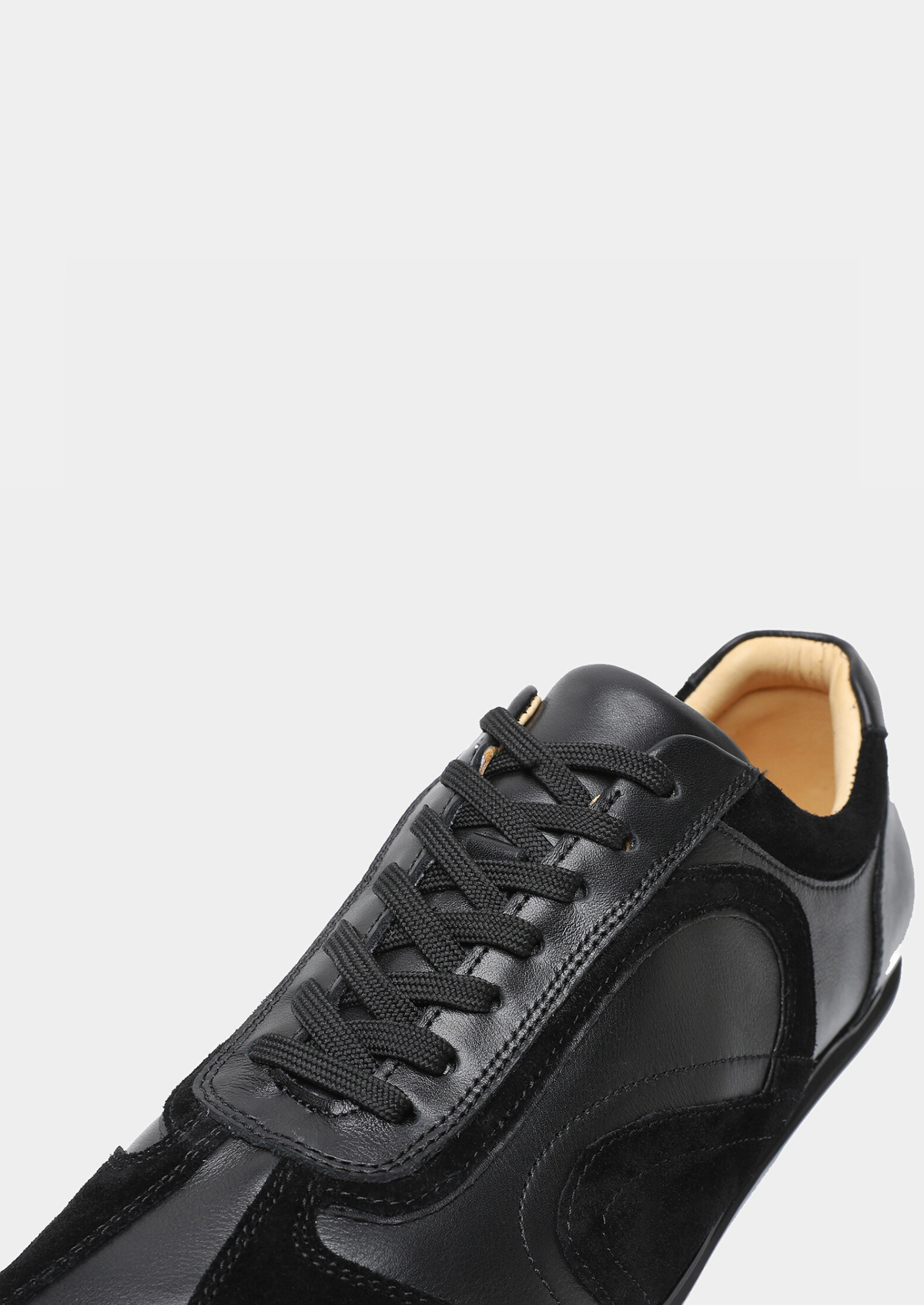 Black Retro Hybrid Suede Leather Runner | Roccella