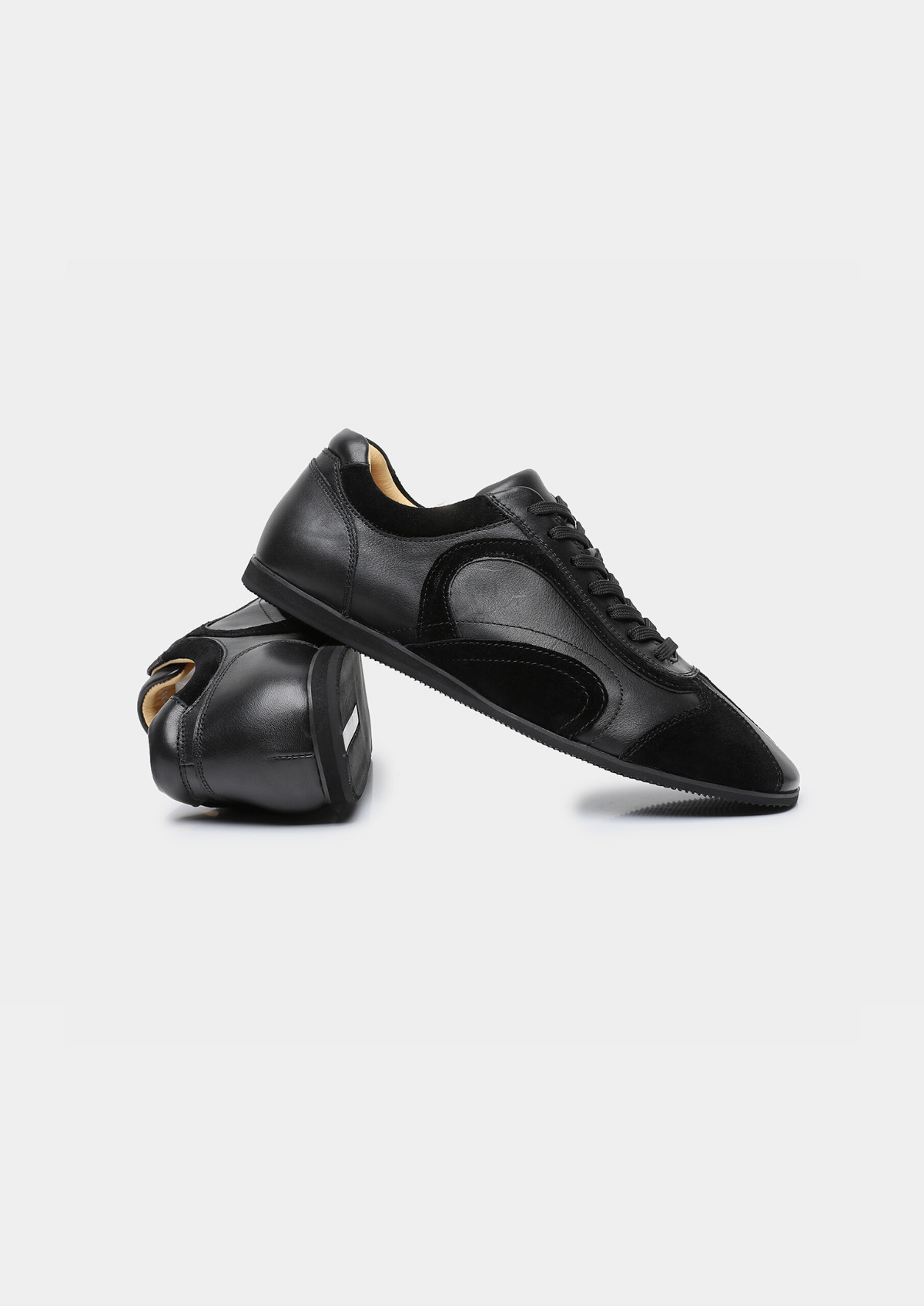 Black Retro Hybrid Suede Leather Runner | Roccella