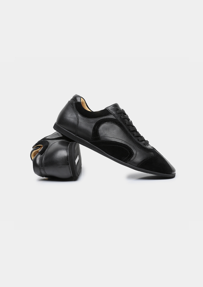 Black Retro Hybrid Suede Leather Runner | Roccella