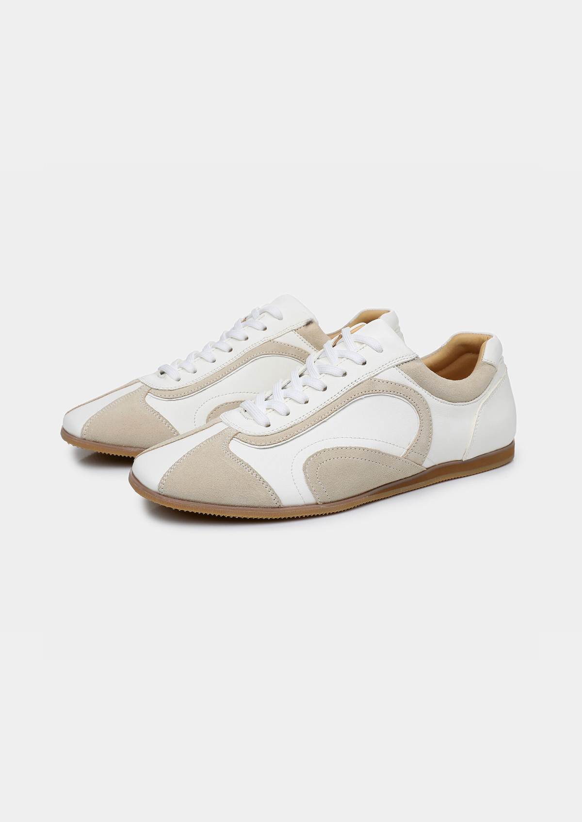 White Retro Hybrid Suede Leather Runner | Roccella