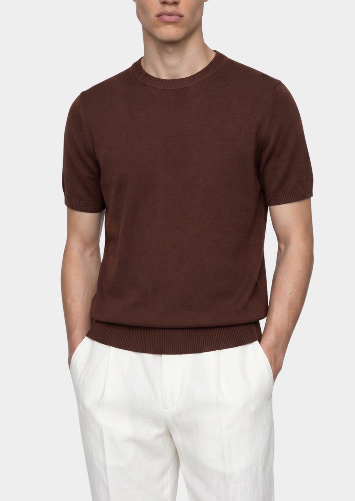 Essential Coffee Knitted Crewneck T-Shirt | Roccella