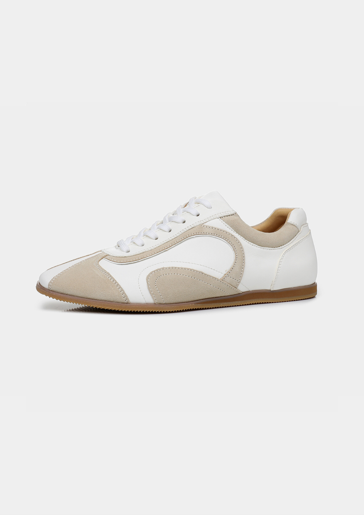 White Retro Hybrid Suede Leather Runner | Roccella