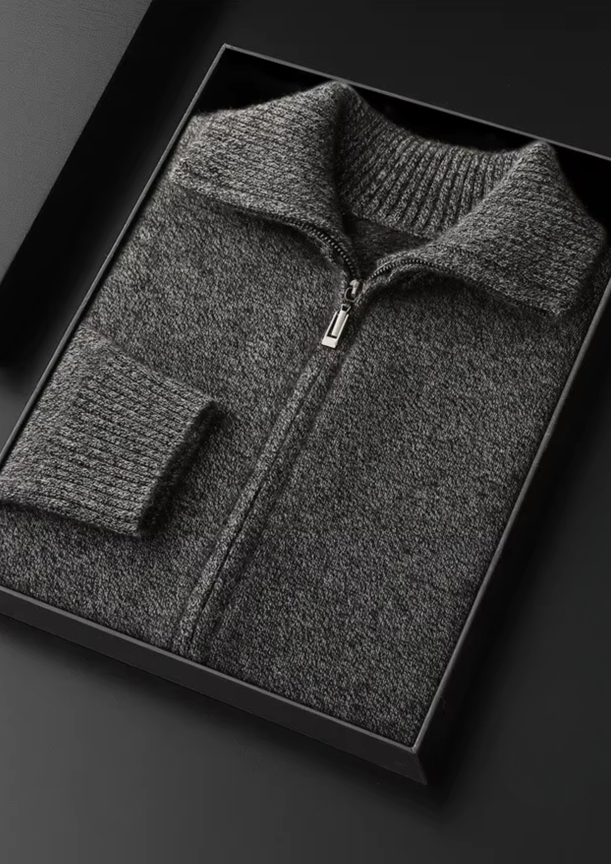 Pure Cashmere Heather Gray Funnel Neck Cardigan | Roccella