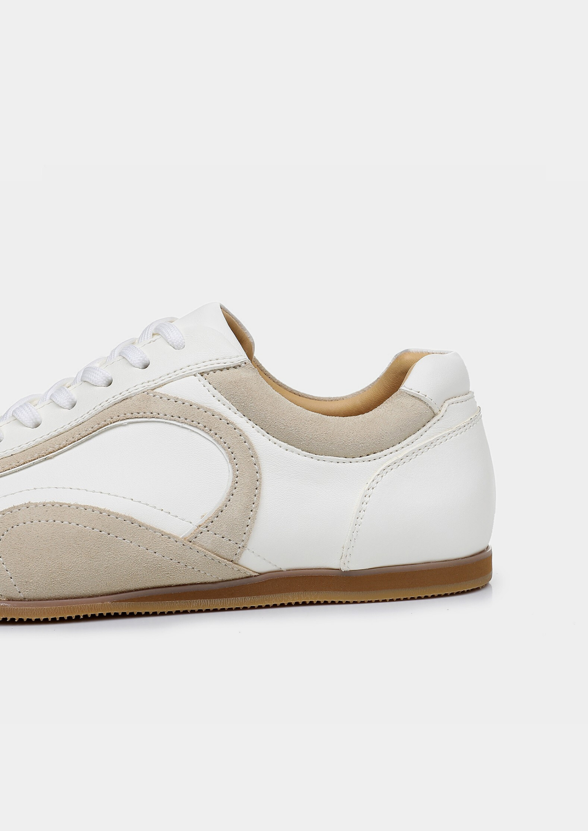 White Retro Hybrid Suede Leather Runner | Roccella