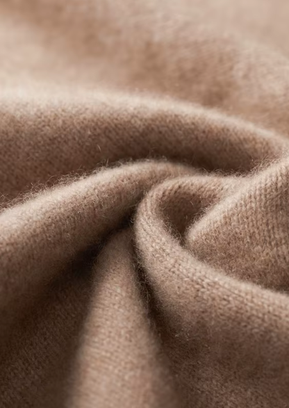 Pure Cashmere Beige Funnel Neck Cardigan | Roccella