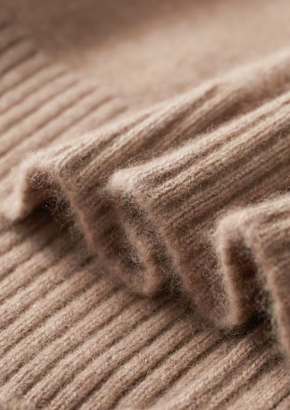 Pure Cashmere Beige Funnel Neck Cardigan | Roccella